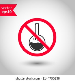 Forbidden chemical icon. No laboratory flask vector sign. Prohibited flask vector icon. Warning, caution, attention, restriction. Do not use chemical icon.