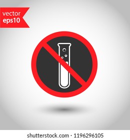 Forbidden chemical icon. No laboratory flask vector sign. Prohibited flask vector icon. Warning, caution, attention, restriction. Do not use chemical icon. EPS 10 flat symbol.