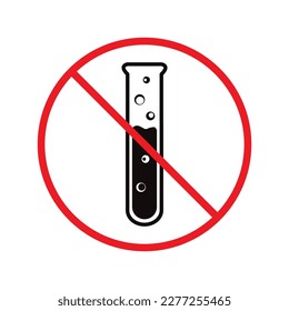 Forbidden chemical icon. No laboratory flask vector sign. Prohibited flask vector icon. Warning, caution, attention, restriction danger label ban. Do not use chemical icon.