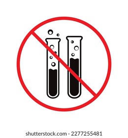 Forbidden chemical icon. No laboratory flask vector sign. Prohibited flask vector icon. Warning, caution, attention, restriction danger label ban. Do not use chemical icon.