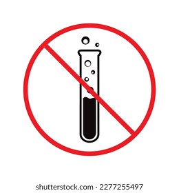 Forbidden chemical icon. No laboratory flask vector sign. Prohibited flask vector icon. Warning, caution, attention, restriction danger label ban. Do not use chemical icon.