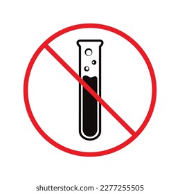 Forbidden chemical icon. No laboratory flask vector sign. Prohibited flask vector icon. Warning, caution, attention, restriction danger label ban. Do not use chemical icon.