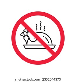 Forbidden chicken vector icon. Warning, caution, attention, restriction, label, ban, danger. No chicken flat sign design pictogram symbol. No chicken icon