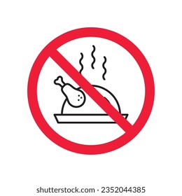 Verbotenes Hühnervektorsymbol. Warnung, Vorsicht, Aufmerksamkeit, Einschränkung, Kennzeichnung, Verbot, Gefahr. Kein Piktogramm für Hühnerflaechen. Keine Hühnersymbol