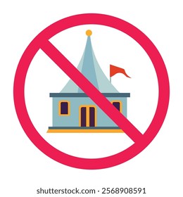 Forbidden circus tent icon vector, no amusement park sign
