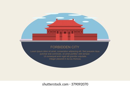 Forbidden City Of Beijing In Flat Icon Design ,infographic (vector)