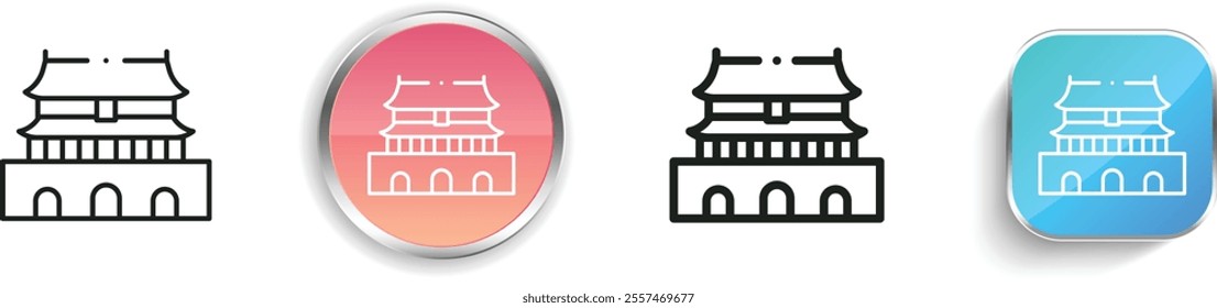 forbidden city icon. Thin Linear, Regular and Button Style Design Isolated On White Background