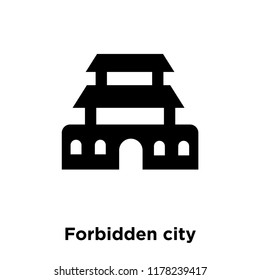 Forbidden city icon vector isolated on white background, logo concept of Forbidden city sign on transparent background, filled black symbol