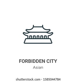 Forbidden city outline vector icon. Thin line black forbidden city icon, flat vector simple element illustration from editable asian concept isolated on white background