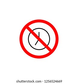 Forbidden clock, late icon on white background can be used for web, logo, mobile app, UI, UX 