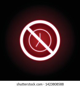 Forbidden clock, late icon in red neon style. can be used for web, logo, mobile app, UI, UX 