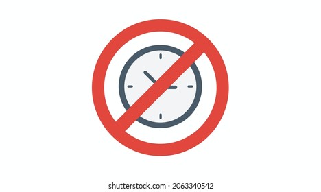 Signo de reloj prohibido. Ilustración editable por vector aislado