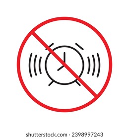 Forbidden clock vector icon. Warning, caution, attention, restriction, label, ban, danger. No alarm clock flat sign design pictogram symbol. No clock icon