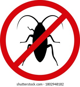 Icono de cucaracha prohibido en un fondo blanco. Símbolo de cucaracha prohibido aislado de estilo plano.