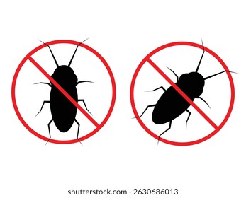 Forbidden cockroach icon on a white background. Stop cockroach icon. Isolated stop cockroach symbol with flat style. Vector illustration.