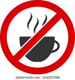 Forbidden coffee vector icon. Flat Forbidden coffee symbol is isolated on a white background.