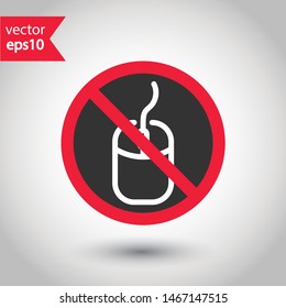 Forbidden computer mouse icon. No mouse device vector icon. No computer cursor pictogram. Prohibited computer mouse vector icon. Warning, danger, caution, attention, restriction. 