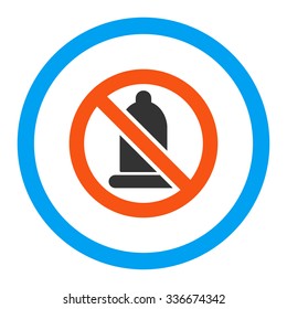 Forbidden Condom vector icon. Style is flat rounded symbol, bright colors, rounded angles, white background.