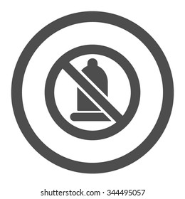 Forbidden Condom vector icon. Style is flat rounded symbol, gray color, rounded angles, white background.