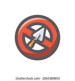 Icono del vector de señas de construcción prohibidas Ilustración de dibujos animados.
