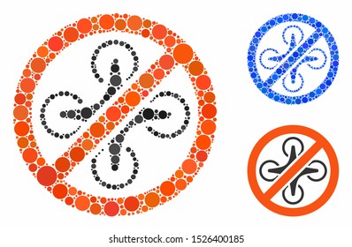 Forbidden copter composition for forbidden copter icon of circle elements in variable sizes and color tints. Vector circle elements are composed into blue composition.