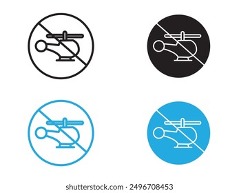 Icono de Copter prohibido signo de contorno de Vector en blanco y negro