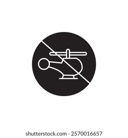 Forbidden Copter icon black and white vector outline sign