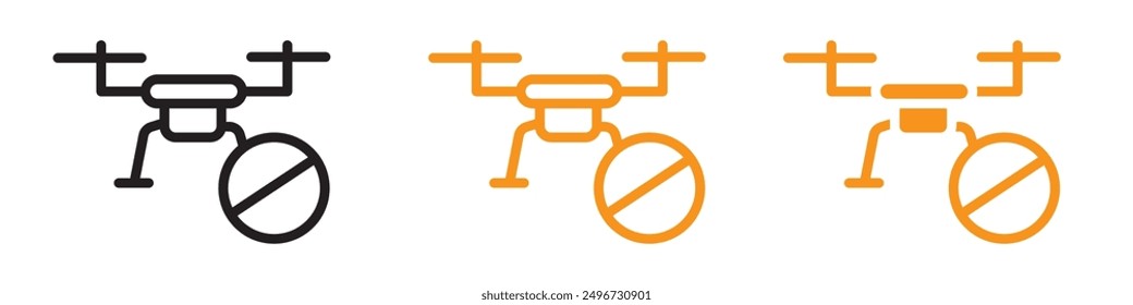 Forbidden Copter Icon Set No Drone Zone Illustrations for Safety and Regulation
