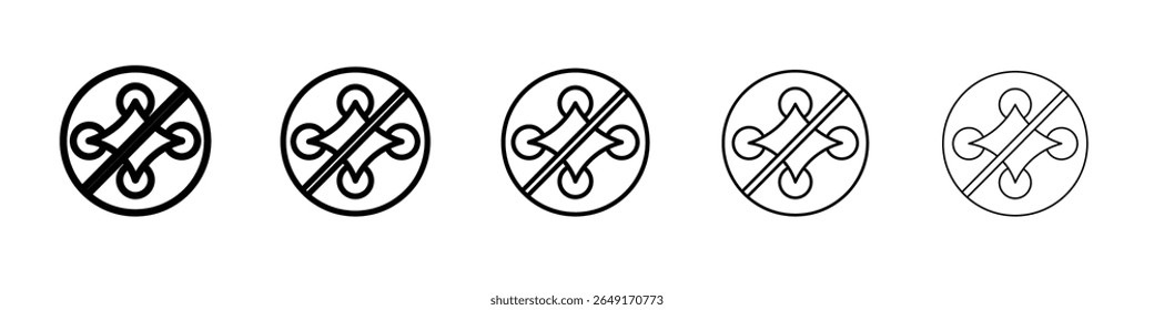 Ícone de computador proibido conjunto de marca de logotipo de estrutura de tópicos fina