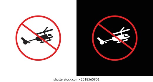 Ilustración de línea delgada plana de Vector de icono de Copter prohibido