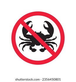 Forbidden crab crayfish vector icon. Warning, caution, attention, restriction, label, ban, danger. No lobster flat sign design pictogram symbol. No sea crab lobster icon