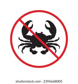 Forbidden crab crayfish vector icon. Warning, caution, attention, restriction, label, ban, danger. No lobster flat sign design pictogram symbol. No sea crab lobster icon UX UI