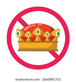 Muestra de corona prohibida, ninguna señal de corona, icono de corona prohibida