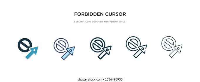 forbidden cursor icon in different style vector illustration. two colored and black forbidden cursor vector icons designed in filled, outline, line and stroke style can be used for web, mobile, ui
