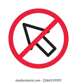 Forbidden cursor icon. Prohibited arrow vector icon. No cursor symbol pictogram. Warning, caution, attention, restriction, danger, ban, label flat sign design.