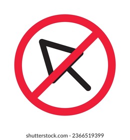 Forbidden cursor icon. Prohibited arrow vector icon. No cursor symbol pictogram. Warning, caution, attention, restriction, danger, ban, label flat sign design.