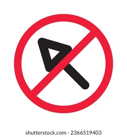 Forbidden cursor icon. Prohibited arrow vector icon. No cursor symbol pictogram. Warning, caution, attention, restriction, danger, ban, label flat sign design.