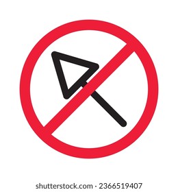 Forbidden cursor icon. Prohibited arrow vector icon. No cursor symbol pictogram. Warning, caution, attention, restriction, danger, ban, label flat sign design.