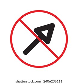 Forbidden cursor icon. Prohibited arrow vector icon. No cursor symbol pictogram. Warning, caution, attention, restriction, danger, ban, label flat sign design.