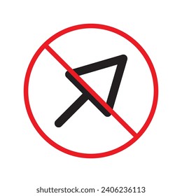 Verbotenes Cursorsymbol Verbotenes Pfeil-Vektorsymbol. Kein Mauszeiger-Symbol-Piktogramm. Warnung, Vorsicht, Aufmerksamkeit, Einschränkung, Gefahr, Verbot, Etikettendesign.