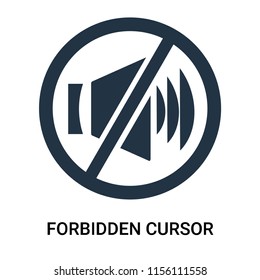 Forbidden Cursor icon vector isolated on white background, Forbidden Cursor transparent sign , filled dark user interface icons