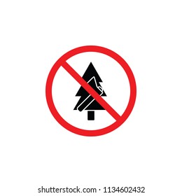 it is forbidden to cut down trees, it is forbidden to cut, forbidden icon , forbidden sign , CYMK color , glyph icon