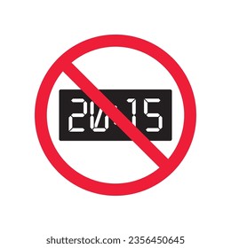 Forbidden digital clock vector icon. Warning, caution, attention, restriction, label, ban, danger. No digital clock flat sign design pictogram symbol. No digital timer icon