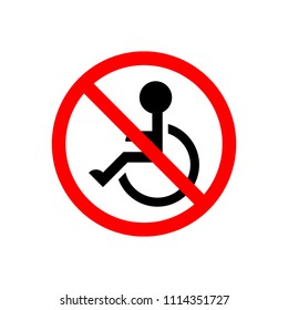 Forbidden Disability themed vector icon. Warning Paralyzed icon. sign for people with disabilities.symbol. Prohibition icon. Studio background. EPS 10 vector flat sign.