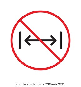 Verbotene Entfernung Vektorsymbol. Warnung, Vorsicht, Aufmerksamkeit, Einschränkung, Kennzeichnung, Verbot, Gefahr. Kein Piktogramm-Design-Symbol für soziale Entfernungen. UX-Benutzeroberfläche ohne Größenanpassung