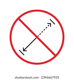 Forbidden distance vector icon. Warning, caution, attention, restriction, label, ban, danger. No social distance flat sign design pictogram symbol. No size measure icon UX UI