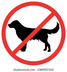 Forbidden dog icon isolated on white background. Stop Dog symbol pictogram. Warning, caution, attention, ban. Vector illustration.