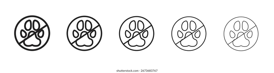 Ilustración vectorial prohibida del icono del animal doméstico del perro aislada