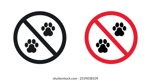 Forbidden dog pet sign vectors in black and colored version