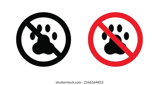 Forbidden dog pet signs in black and color style